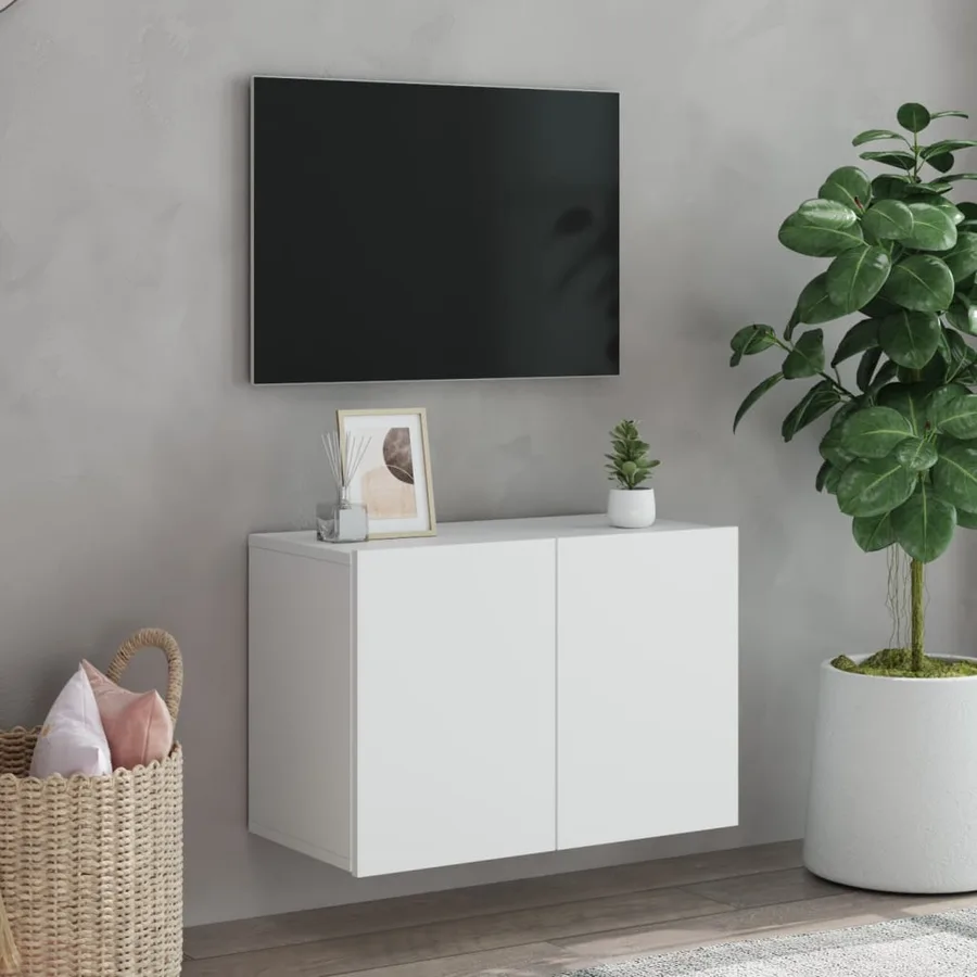 Meuble TV mural blanc 60x30x41 cm - 3