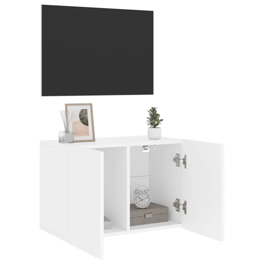 Meuble TV mural blanc 60x30x41 cm - 4