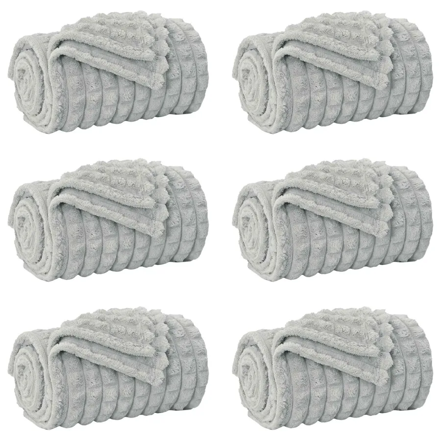 Couvertures à jeter 6 pcs Gris 200 x 150 cm Toison - 2