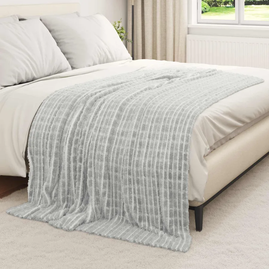 Couvertures à jeter 6 pcs Gris 200 x 150 cm Toison - 3