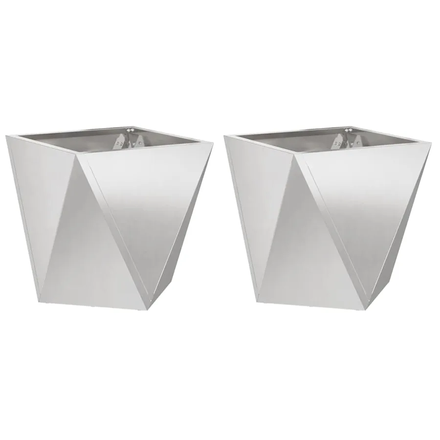 Jardinière 2 pc Argent 50 x 50 x 50 cm Acier inoxydable - 2