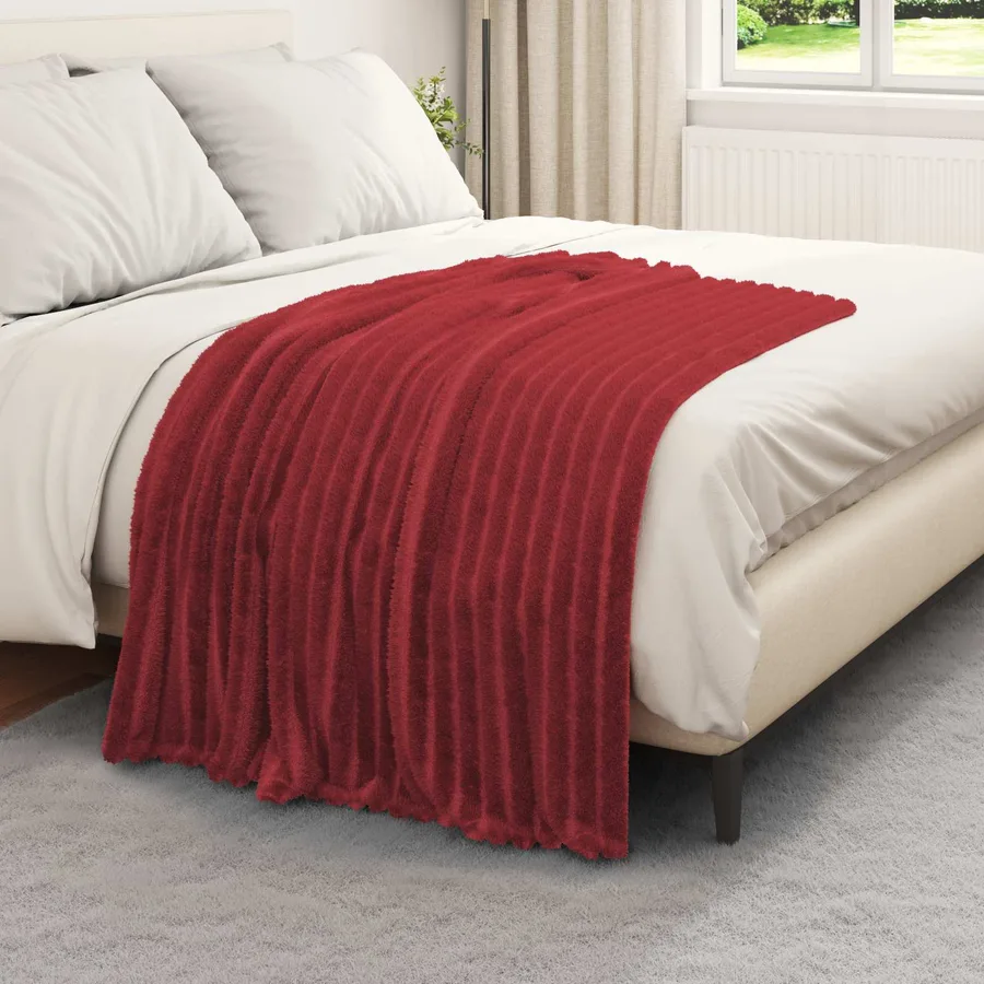 Couvertures à jeter 6 pcs Rouge Bordeaux 150 x 130 cm Toison - 3
