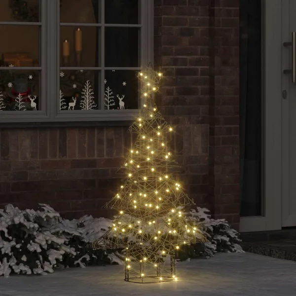 Sapin de Noël avec 120 LED Blanc chaud 150 cm Rotin