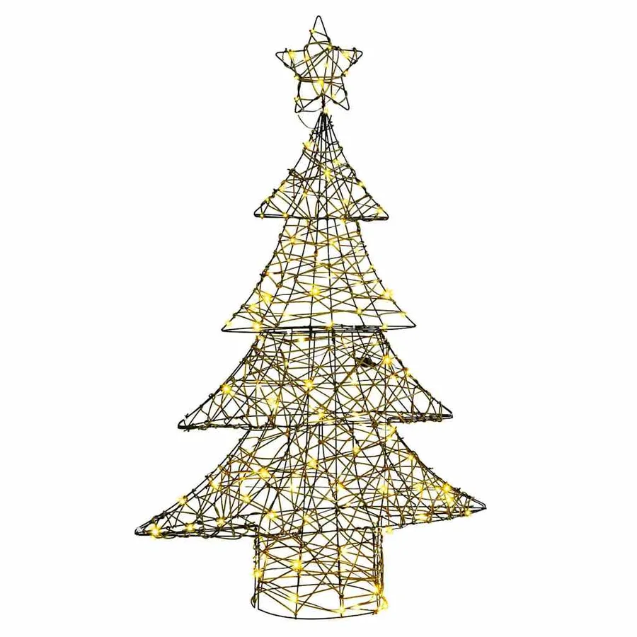 Sapin de Noël avec 120 LED Blanc chaud 150 cm Rotin - 2
