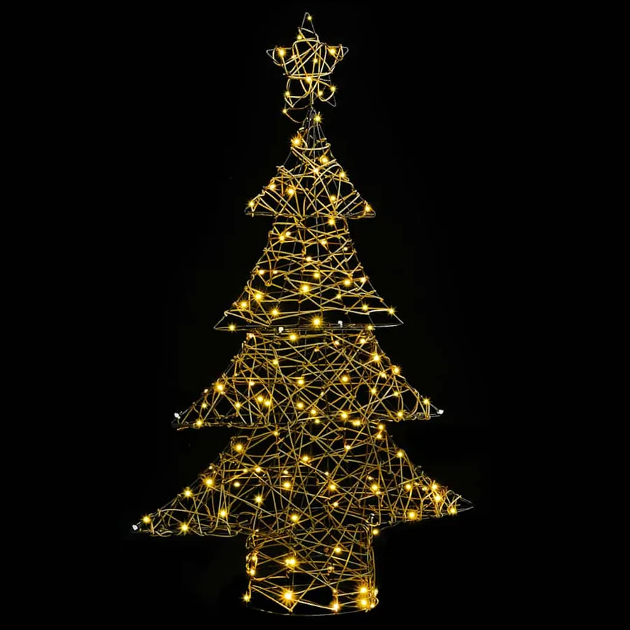 Sapin de Noël avec 120 LED Blanc chaud 150 cm Rotin - 4