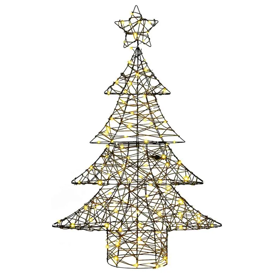 Sapin de Noël avec 120 LED Blanc chaud 150 cm Rotin - 5
