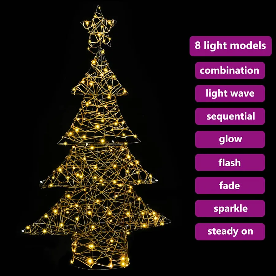 Sapin de Noël avec 120 LED Blanc chaud 150 cm Rotin - 9