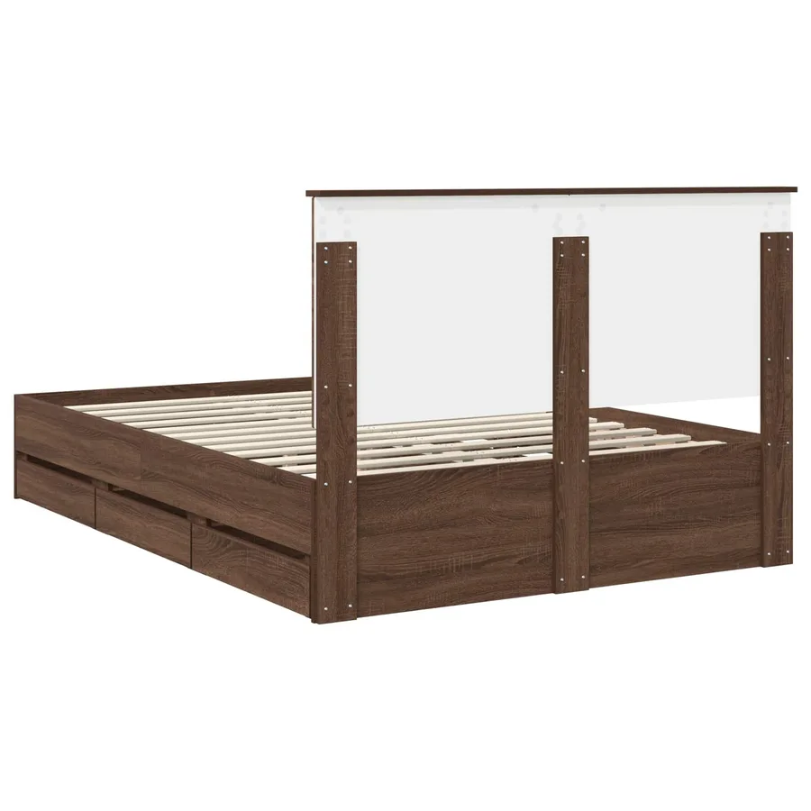 Cadre de lit Chêne brun 135 x 190 cm Bois Ingénierie - 10
