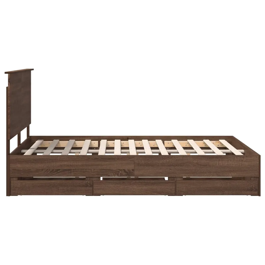 Cadre de lit Chêne brun 135 x 190 cm Bois Ingénierie - 9