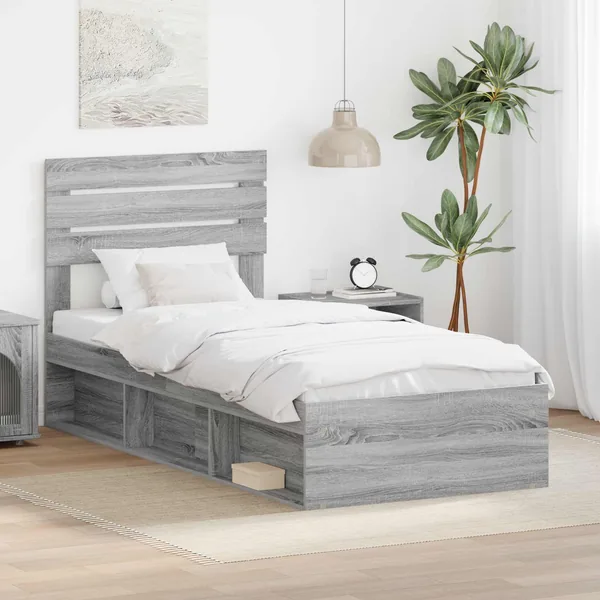 Cadre de lit Gris Sonoma 90 x 190 cm Pin massif