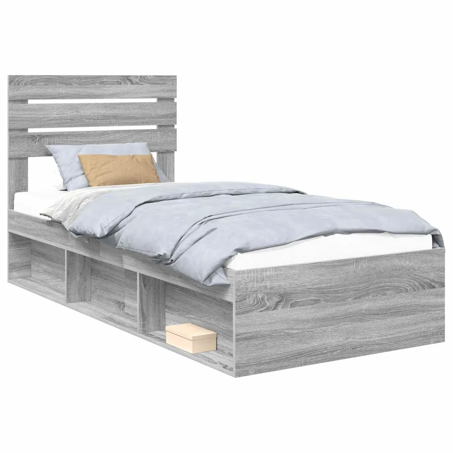 Cadre de lit Gris Sonoma 90 x 190 cm Pin massif - 2