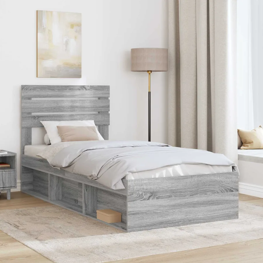 Cadre de lit Gris Sonoma 90 x 190 cm Pin massif - 3