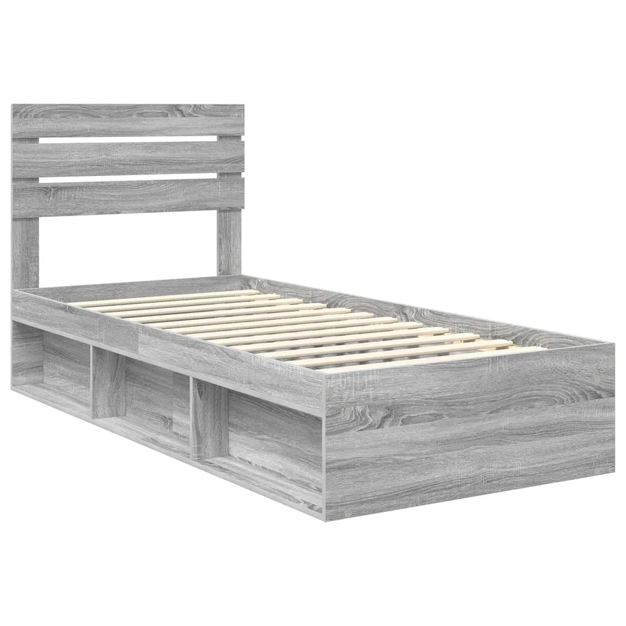Cadre de lit Gris Sonoma 90 x 190 cm Pin massif - 4