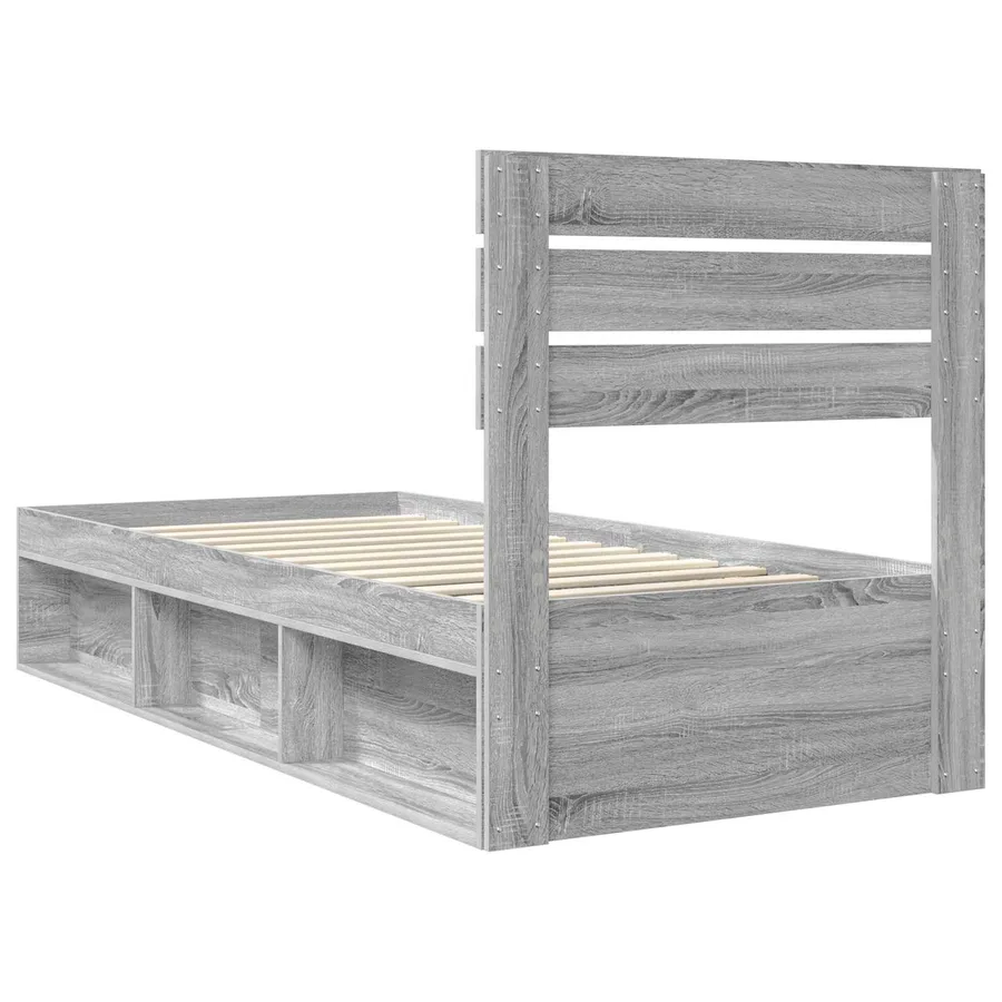 Cadre de lit Gris Sonoma 90 x 190 cm Pin massif - 9