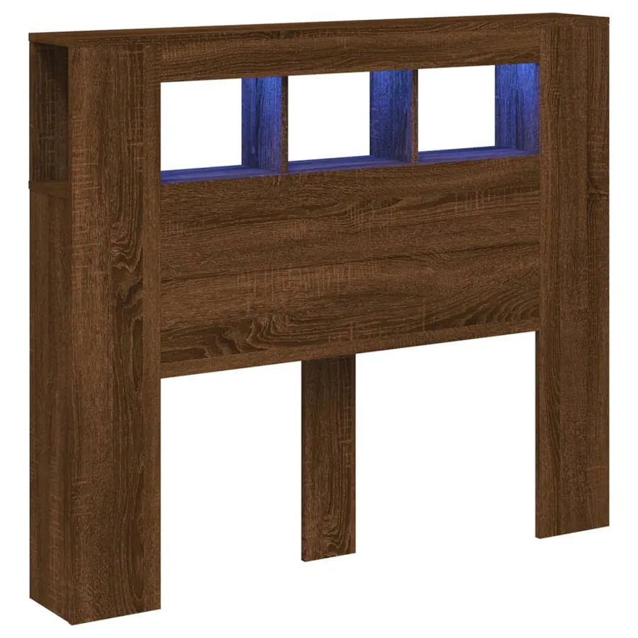 Tête de lit à LED chêne marron 120x18,5x103,5cm bois ingénierie - 2