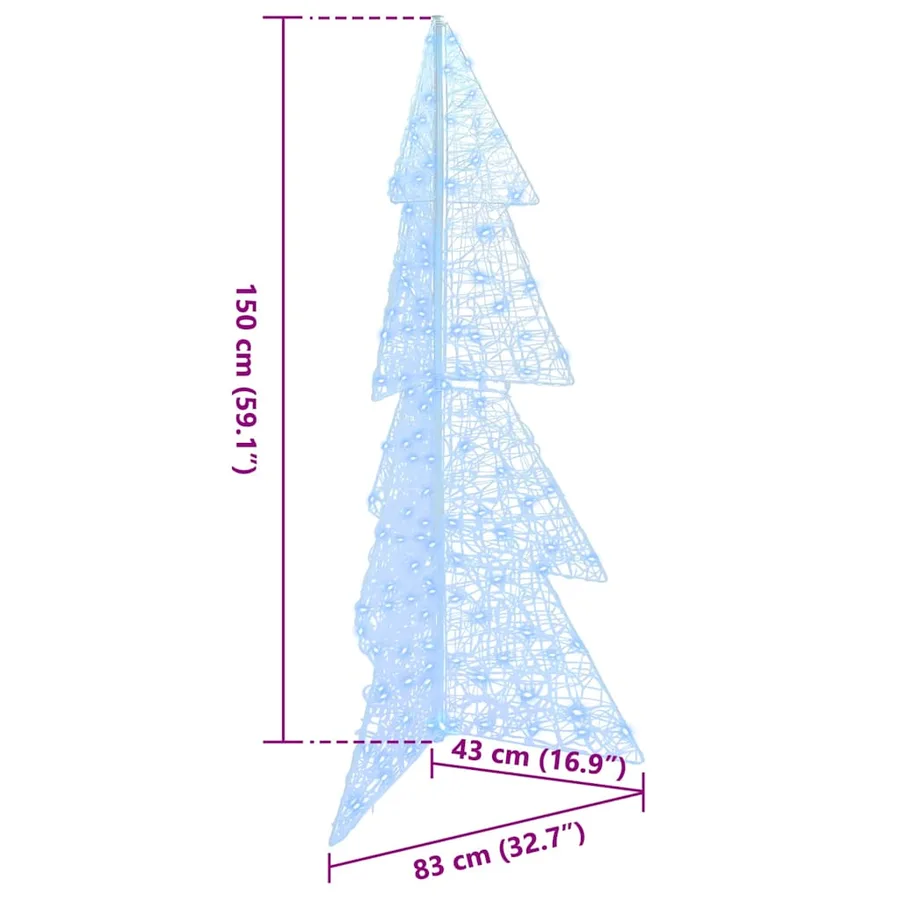 Sapin de Noël avec 160 LED Blanc Froid 150 cm Acrylique - 10