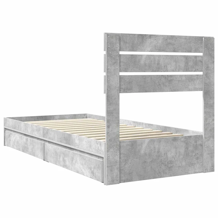 Lit de Rangement Gris béton 90 x 190 cm Bois d'ingénierie - 10
