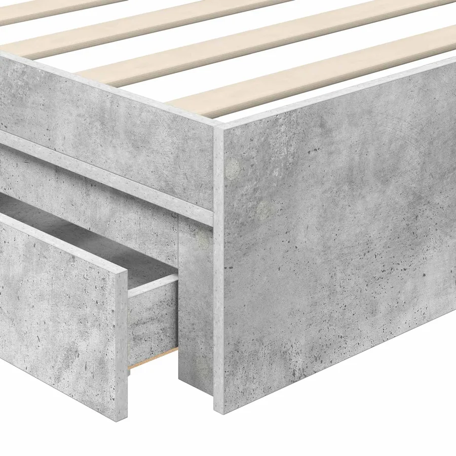 Lit de Rangement Gris béton 90 x 190 cm Bois d'ingénierie - 11