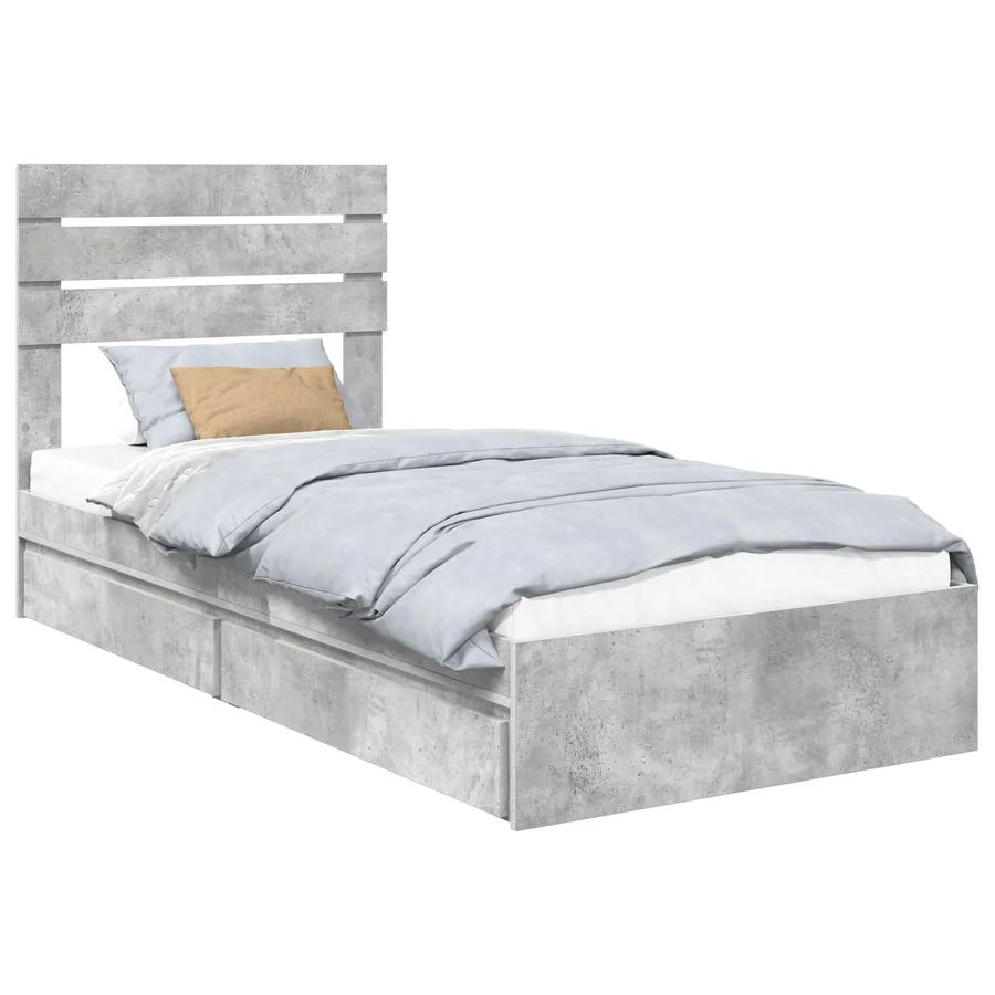 Lit de Rangement Gris béton 90 x 190 cm Bois d'ingénierie - 2