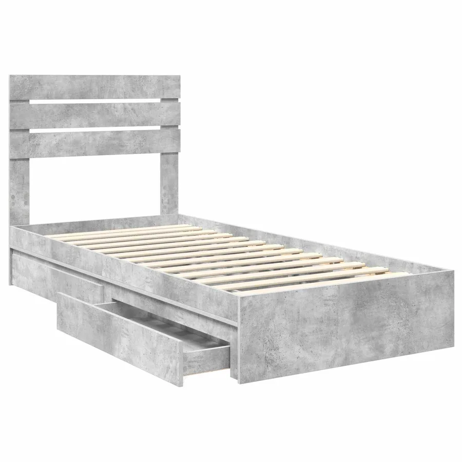 Lit de Rangement Gris béton 90 x 190 cm Bois d'ingénierie - 5