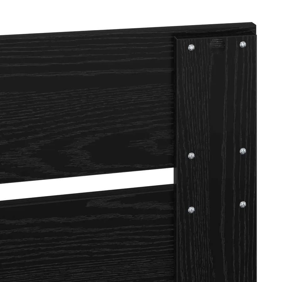 Cadre de lit avec tête de lit Noir 120 x 190 cm Pin massif - 11