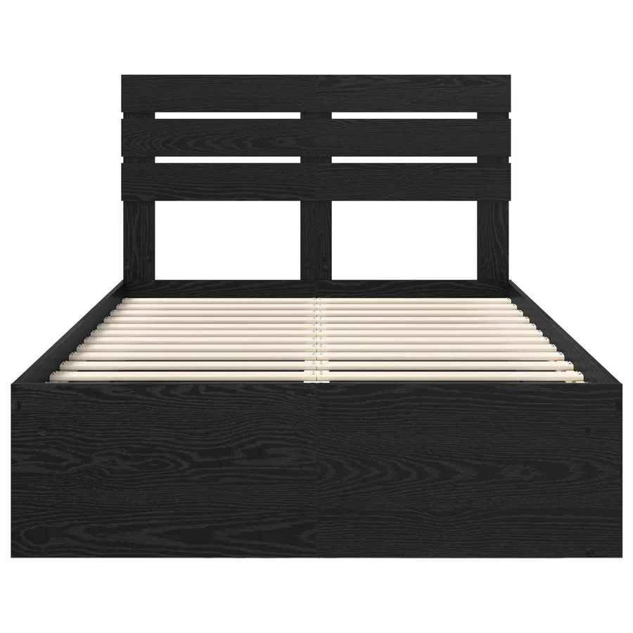 Cadre de lit avec tête de lit Noir 120 x 190 cm Pin massif - 7