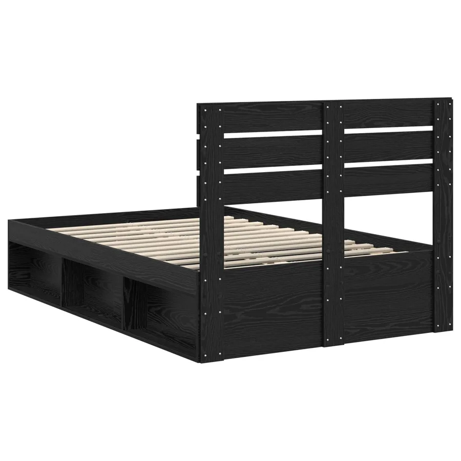 Cadre de lit avec tête de lit Noir 120 x 190 cm Pin massif - 9