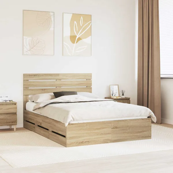 Cadre de lit Chêne Sonoma 140 x 190 cm Bois Ingénierie