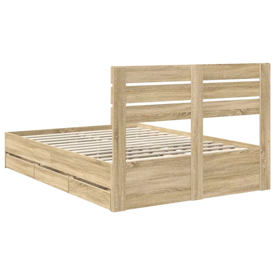Cadre de lit Chêne Sonoma 140 x 190 cm Bois Ingénierie - 10