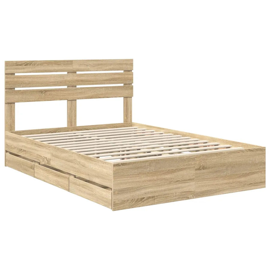 Cadre de lit Chêne Sonoma 140 x 190 cm Bois Ingénierie - 4