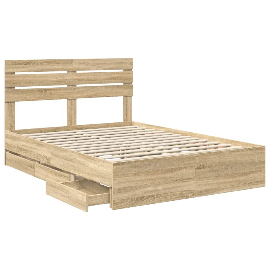 Cadre de lit Chêne Sonoma 140 x 190 cm Bois Ingénierie - 5