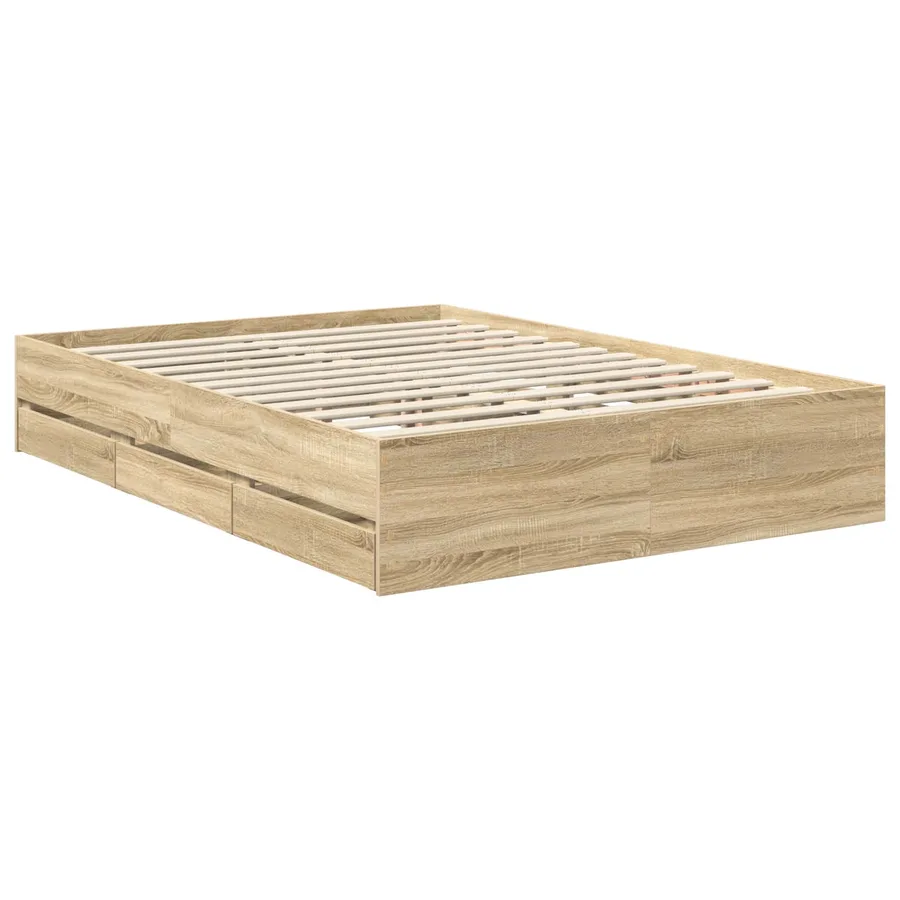 Cadre de lit Chêne Sonoma 140 x 190 cm Bois Ingénierie - 6