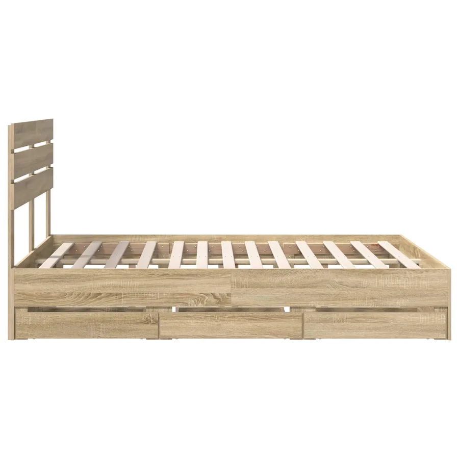 Cadre de lit Chêne Sonoma 140 x 190 cm Bois Ingénierie - 9