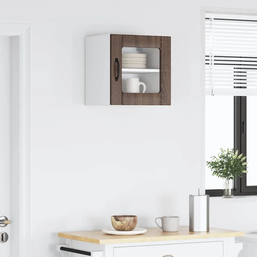 Cabinet en verre mural LUCCA Chêne brun 40 x 31 x 40 cm - 4