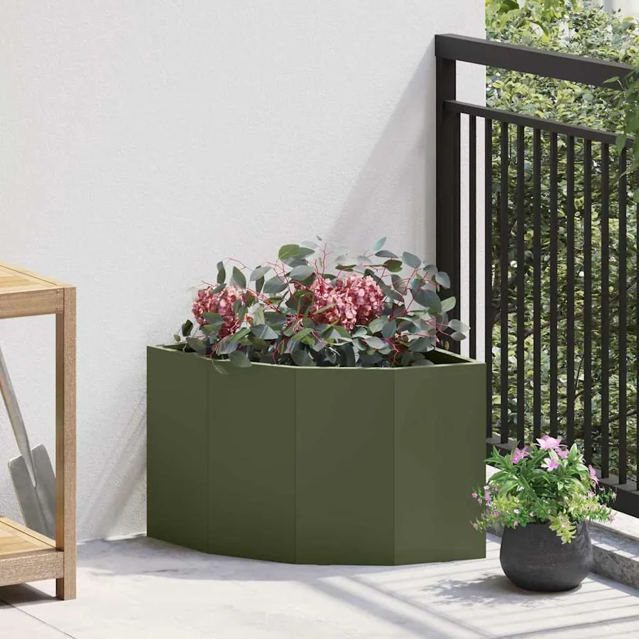 Jardinière d'Angle Vert olive 45 x 45 x 35 cm Acier