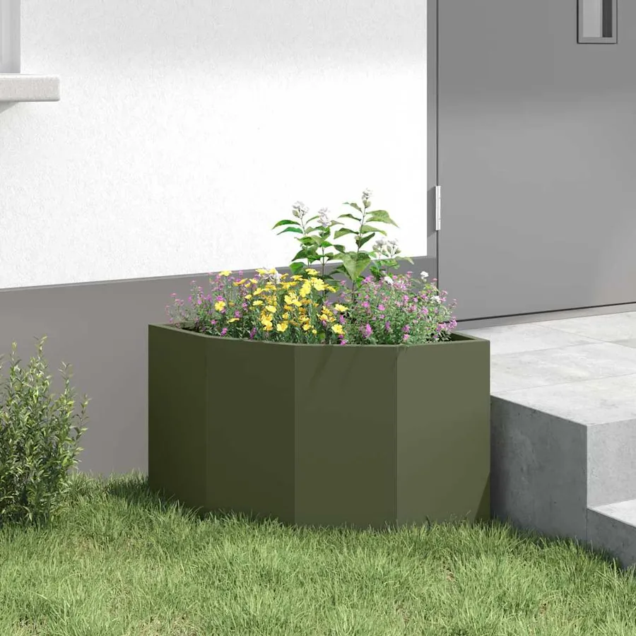 Jardinière d'Angle Vert olive 45 x 45 x 35 cm Acier - 4