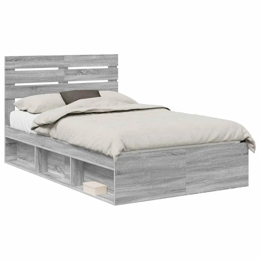 Cadre de lit Gris Sonoma 135 x 190 cm Pin massif - 2