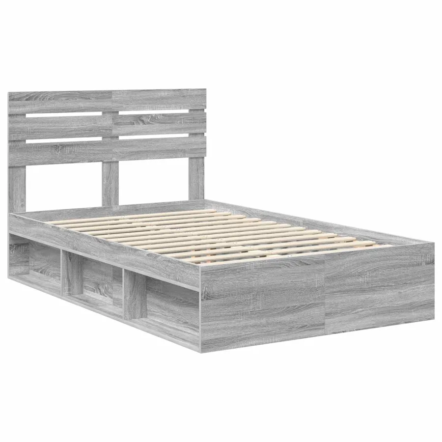 Cadre de lit Gris Sonoma 135 x 190 cm Pin massif - 4