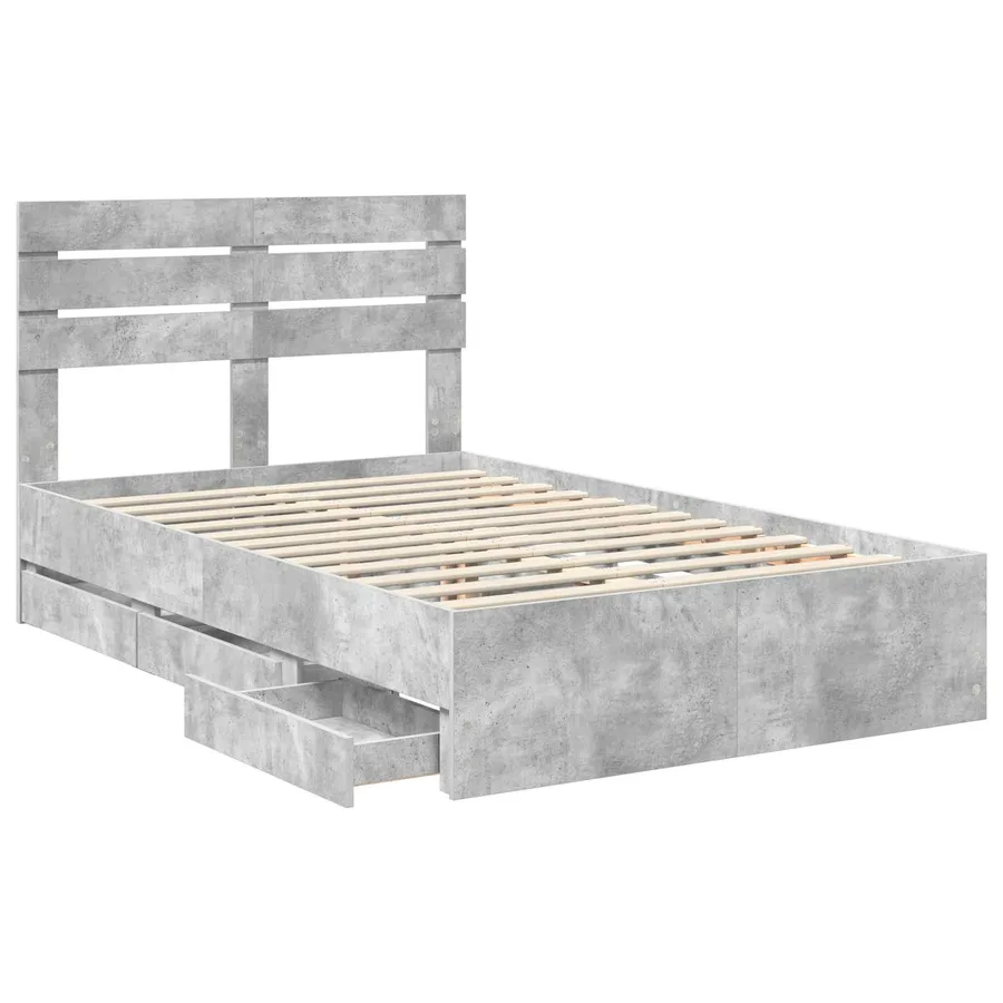 Cadre de lit Gris béton 135 x 190 cm Bois Ingénierie - 5