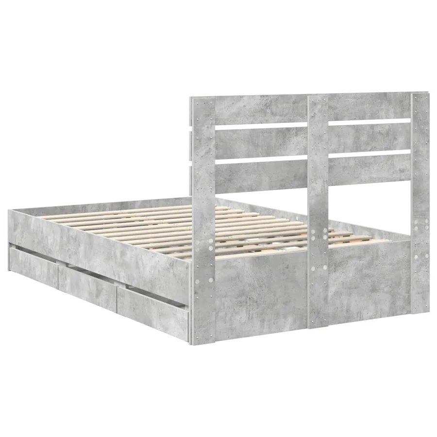Cadre de lit Gris béton 135 x 190 cm Bois Ingénierie - 8