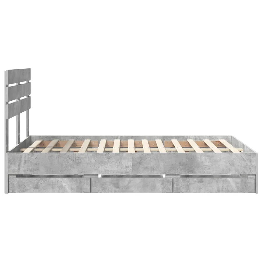 Cadre de lit Gris béton 135 x 190 cm Bois Ingénierie - 9