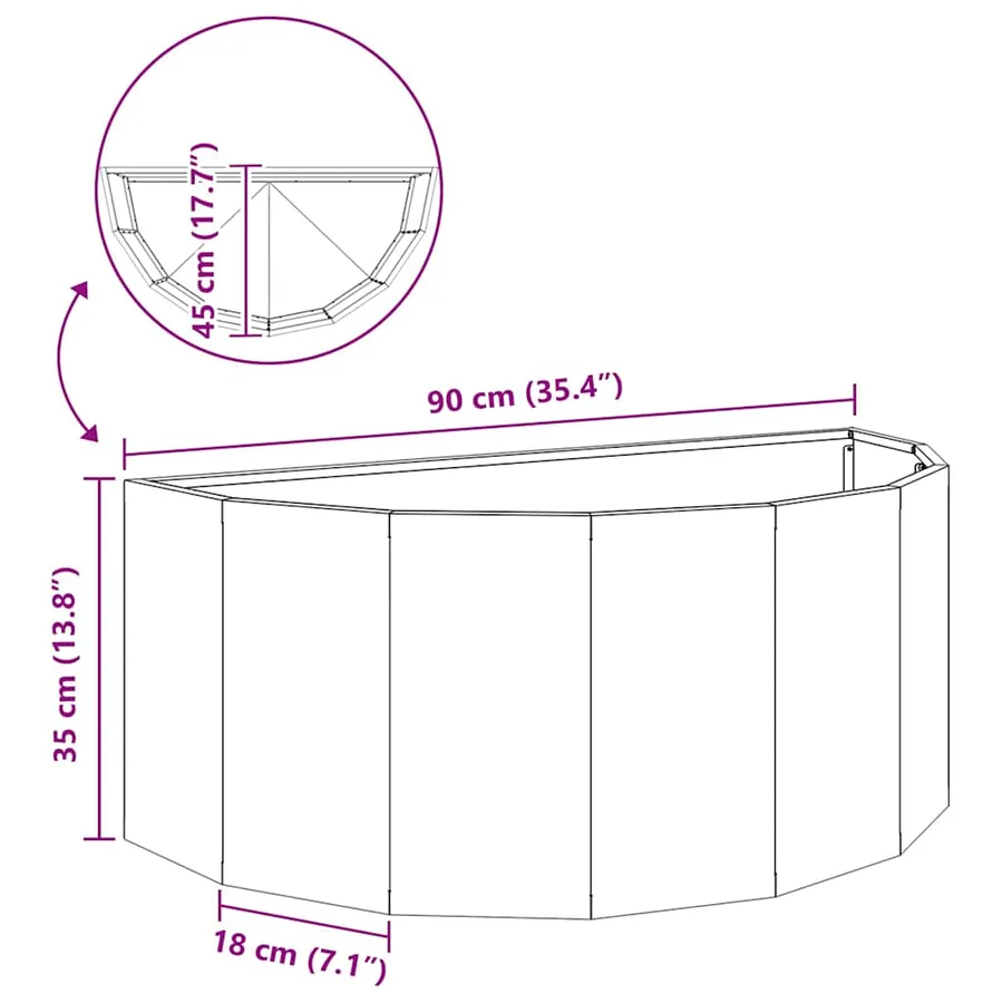 Jardinière Vert olive 90 x 45 x 35 cm Acier - 12