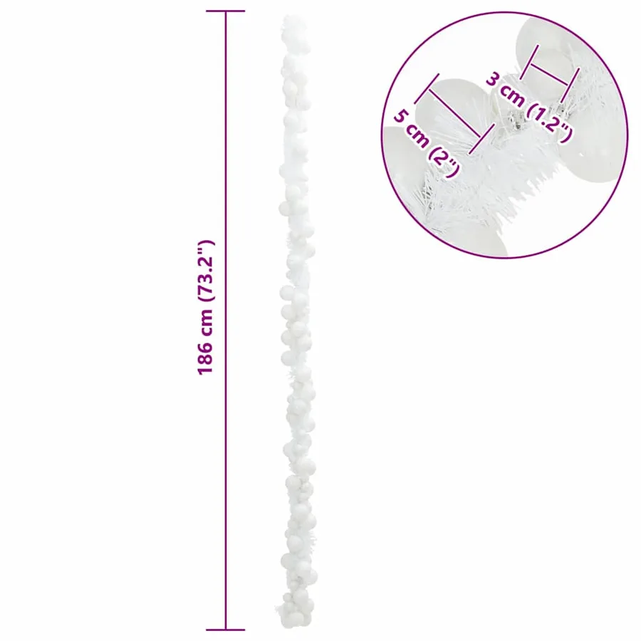 Guirlande de Boules de Noël Blanc 186 cm Polystyrène - 7