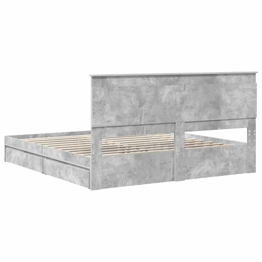 Lit de Rangement Gris béton 180 x 200 cm Bois d'ingénierie - 10