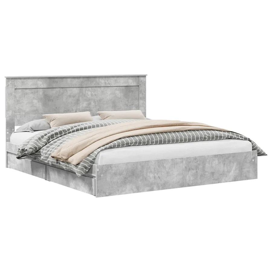 Lit de Rangement Gris béton 180 x 200 cm Bois d'ingénierie - 2