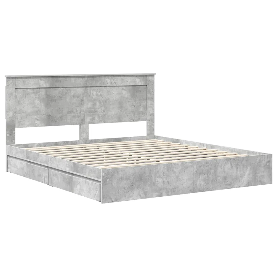 Lit de Rangement Gris béton 180 x 200 cm Bois d'ingénierie - 4