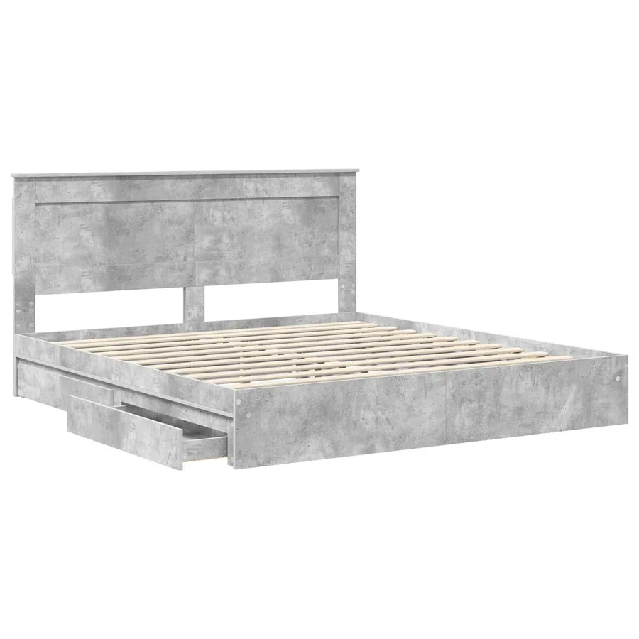 Lit de Rangement Gris béton 180 x 200 cm Bois d'ingénierie - 5