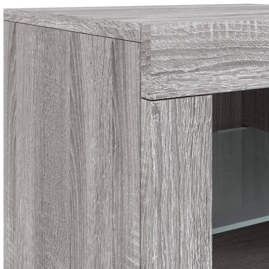 Buffet avec lumières LED sonoma gris 283x37x67 cm - 11