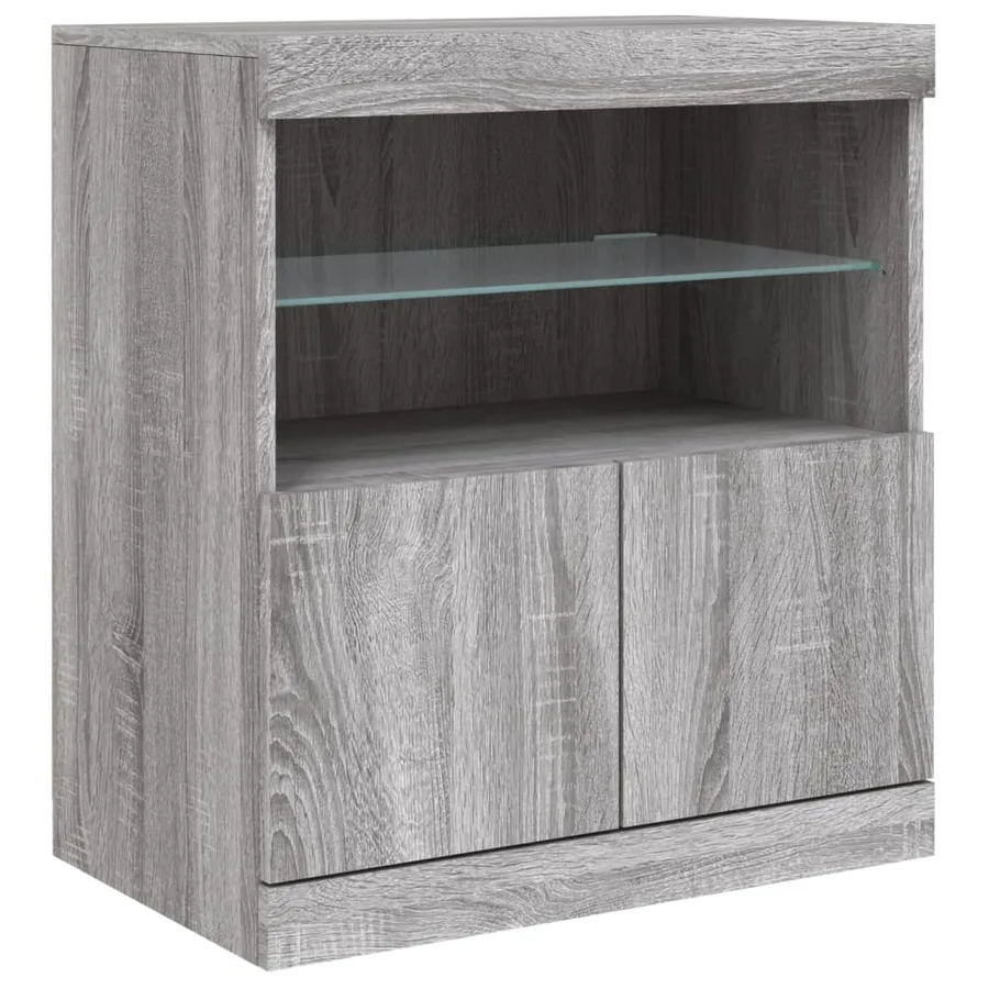 Buffet avec lumières LED sonoma gris 283x37x67 cm - 12