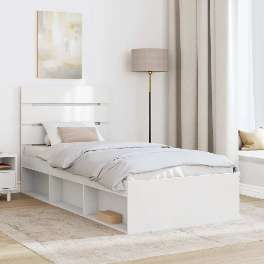 Cadre de lit Blanc 90 x 200 cm Bois de pin massif - 3